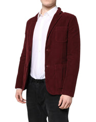 GF Ferre Maroon Corduroy Regular Fit Men Coat Blazer Jacket -   -  GF Ferre.