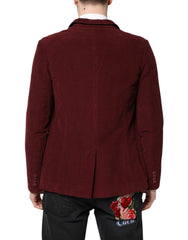 GF Ferre Maroon Corduroy Regular Fit Men Coat Blazer Jacket -   -  GF Ferre.