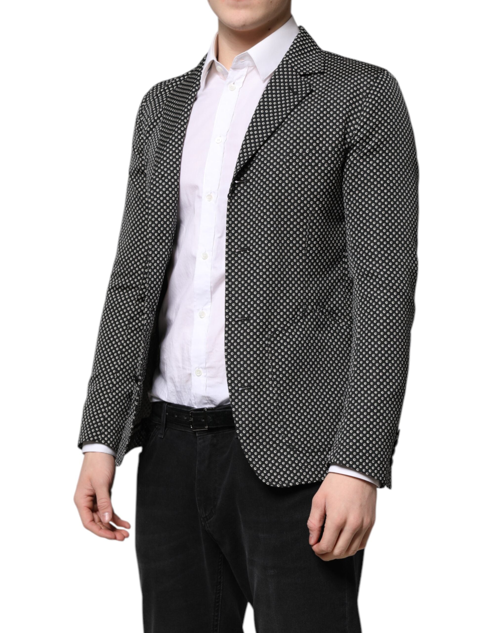 Dolce & Gabbana Black White Patterned Men Suit Coat Blazer -   -  Dolce & Gabbana.