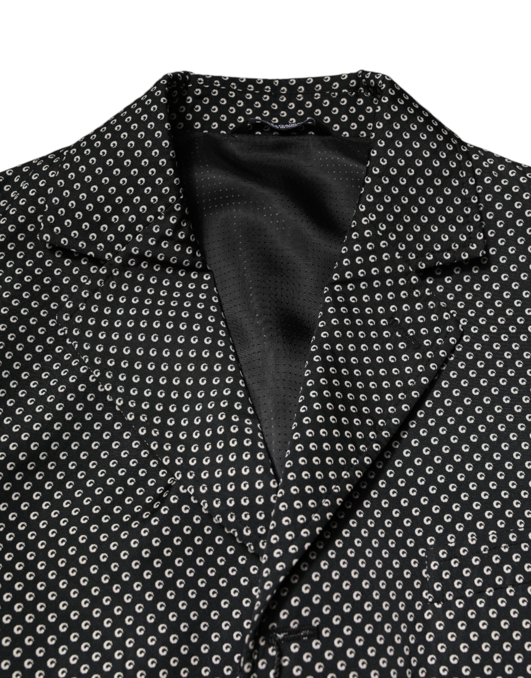 Dolce & Gabbana Black White Patterned Men Suit Coat Blazer -   -  Dolce & Gabbana.