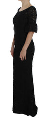 Dolce & Gabbana Black Floral Lace Long Bodycon Maxi Dress -   -  Dolce & Gabbana.