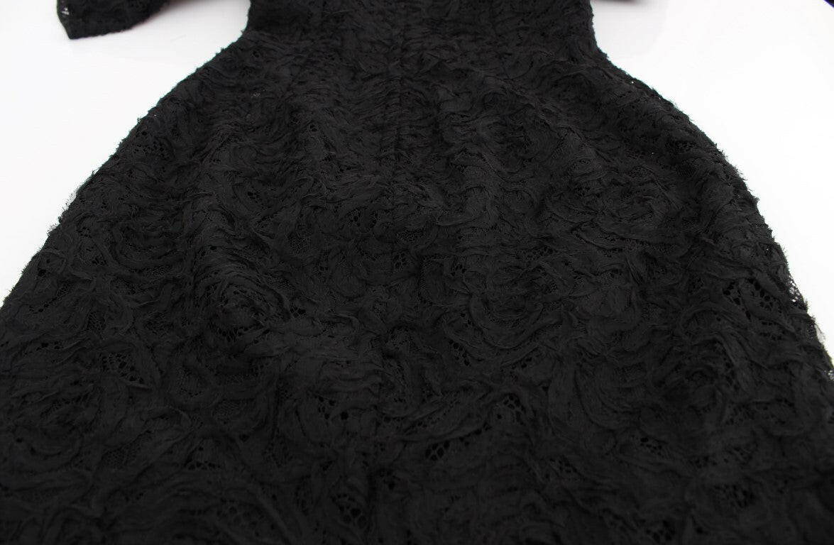 Dolce & Gabbana Black Floral Lace Long Bodycon Maxi Dress -   -  Dolce & Gabbana.