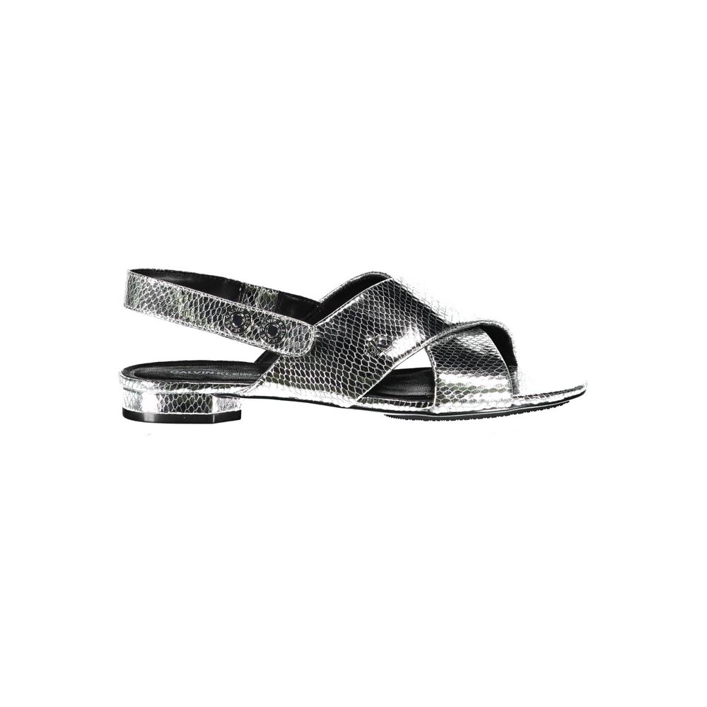 Calvin Klein Silver Leather Women Sandal -   -  Calvin Klein.