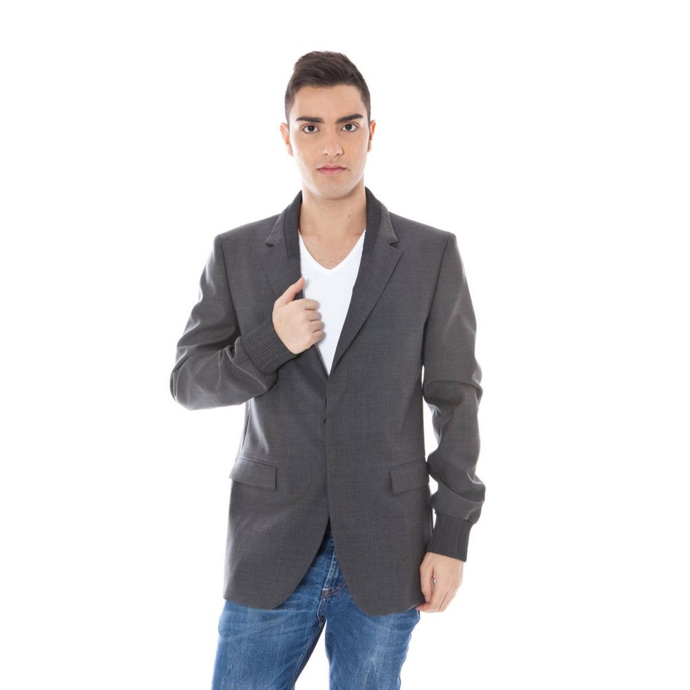 Calvin Klein Gray Wool Men Jacket -   -  Calvin Klein.