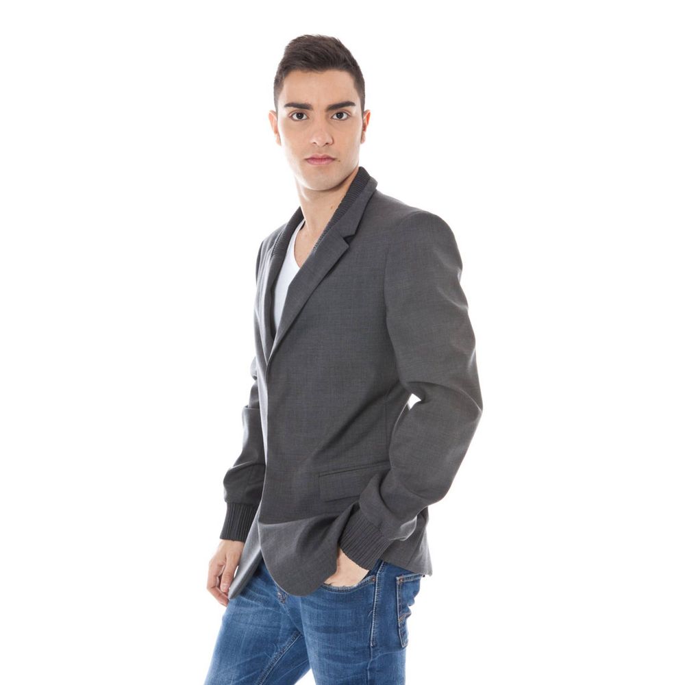 Calvin Klein Gray Wool Men Jacket -   -  Calvin Klein.