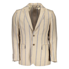 Gant Beige Linen Men Jacket -   -  Gant.