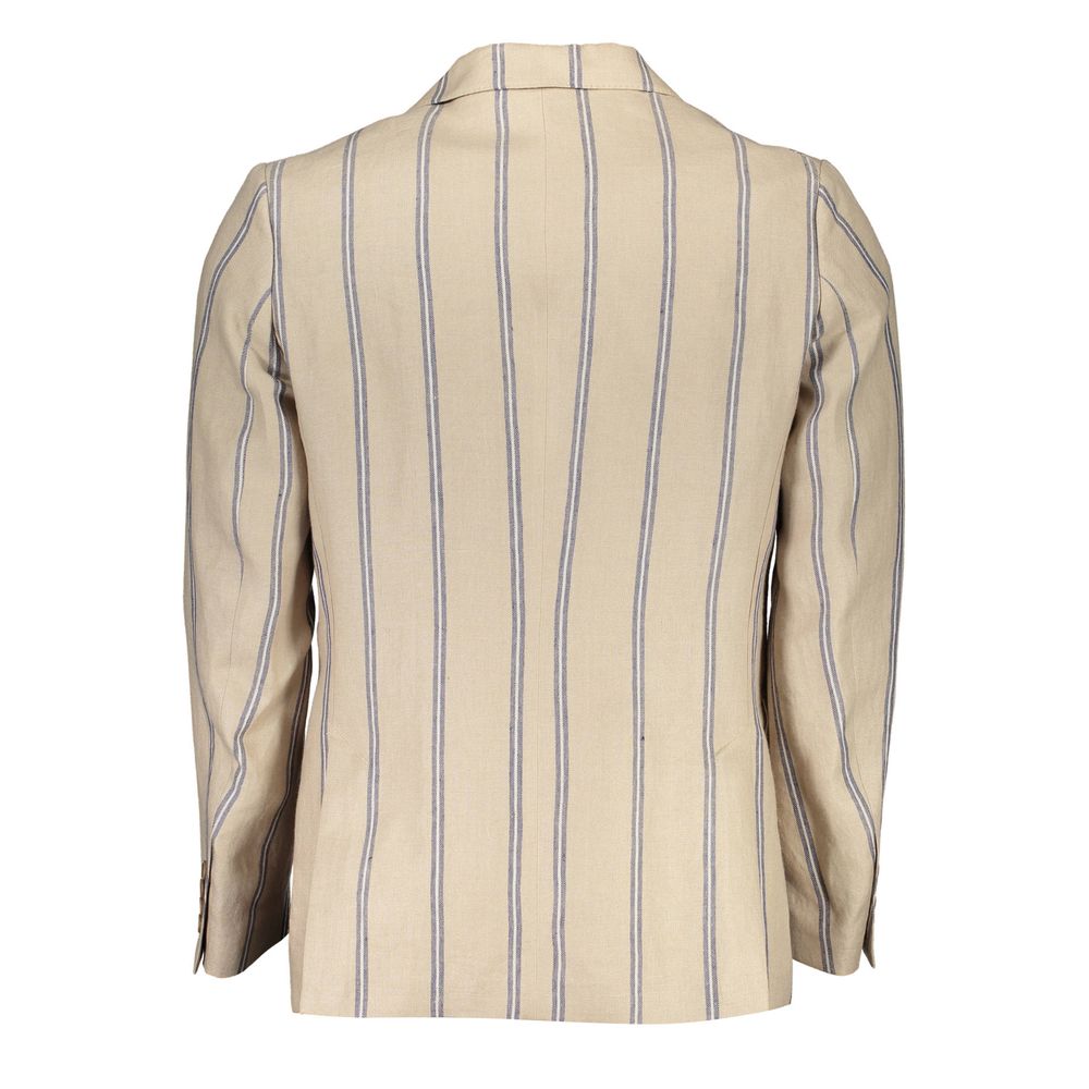 Gant Beige Linen Men Jacket -   -  Gant.