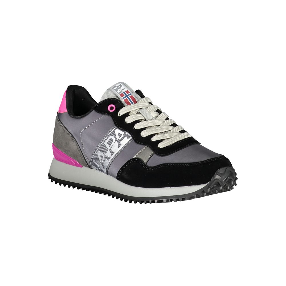 Napapijri Chic Gray Contrast Lace-Up Sneakers -   -  Napapijri.