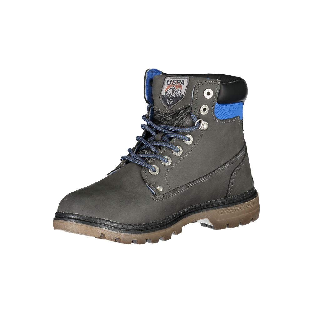 U.S. POLO ASSN. Elegant Gray High Lace-Up Boots with Logo Detail -   -  U.S. POLO ASSN..