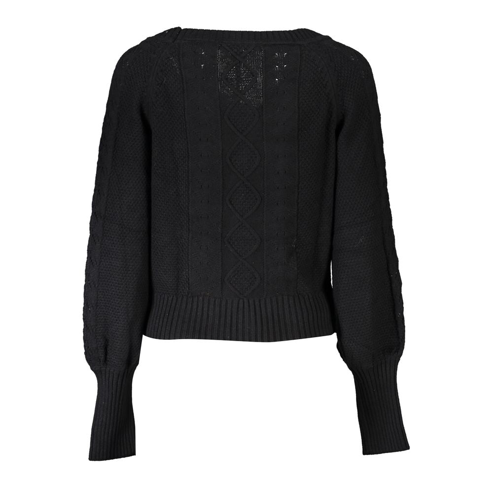 Guess Jeans Elegant Long Sleeve Black Cardigan with Contrast Details -   -  Guess Jeans.