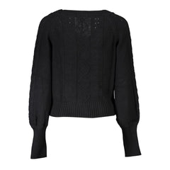 Guess Jeans Elegant Long Sleeve Black Cardigan with Contrast Details -   -  Guess Jeans.