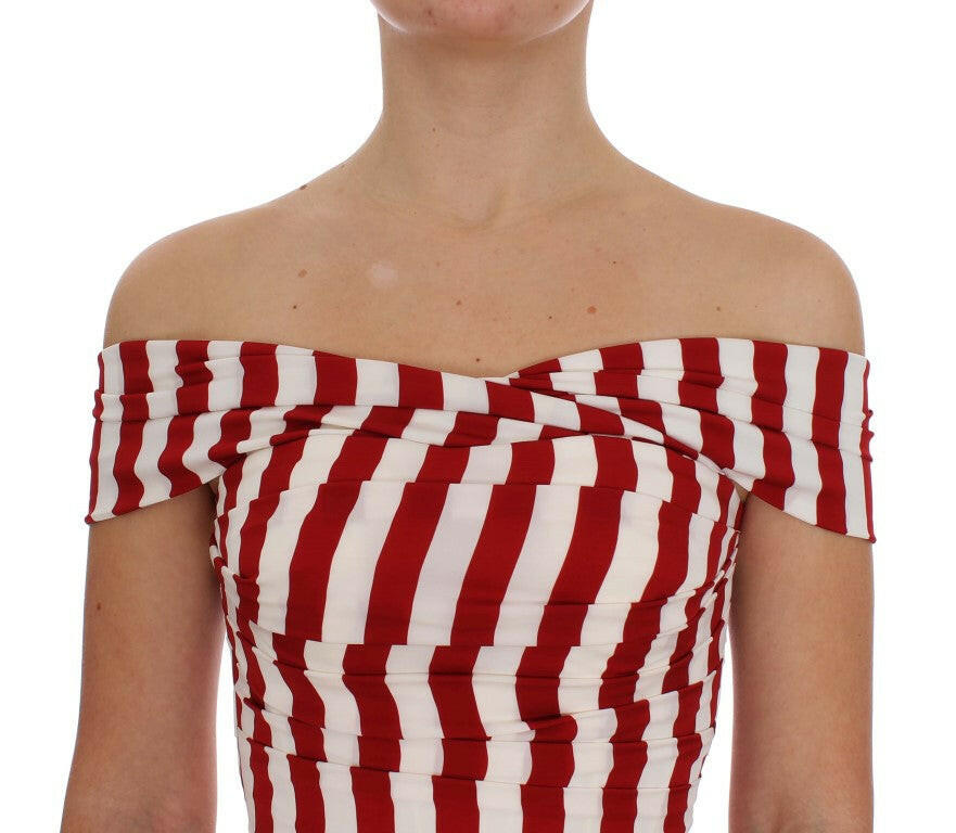 Dolce & Gabbana Red White Silk Stretch Dress -   -  Dolce & Gabbana.
