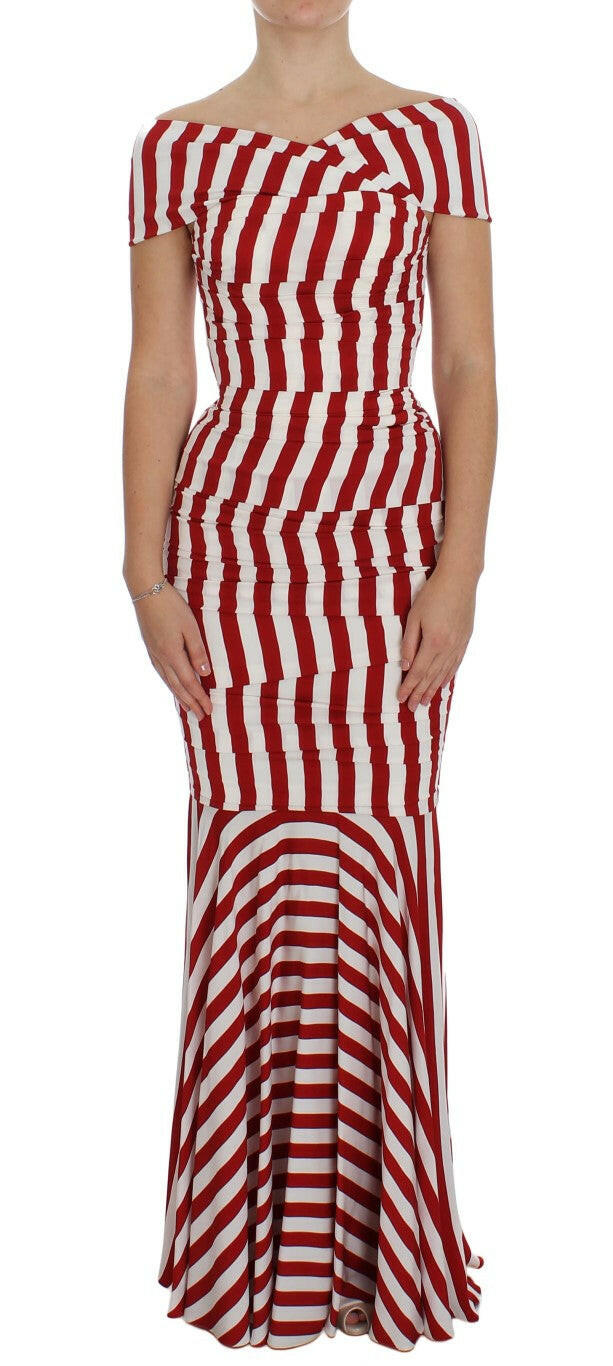 Dolce & Gabbana Red White Silk Stretch Dress -   -  Dolce & Gabbana.