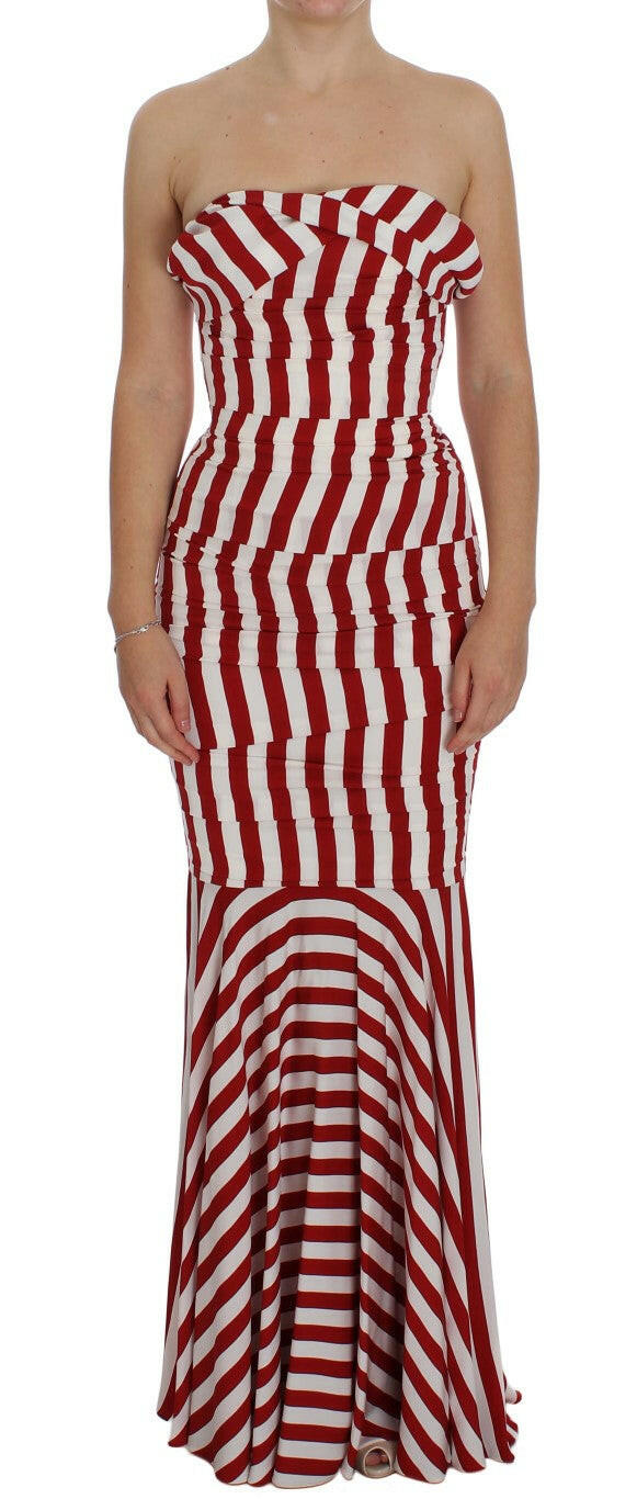 Dolce & Gabbana Red White Silk Stretch Dress -   -  Dolce & Gabbana.