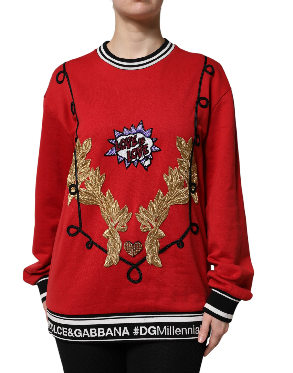Dolce & Gabbana Red Cotton Queen Sequined Pullover Sweater -   -  Dolce & Gabbana.