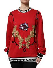 Dolce & Gabbana Red Cotton Queen Sequined Pullover Sweater -   -  Dolce & Gabbana.