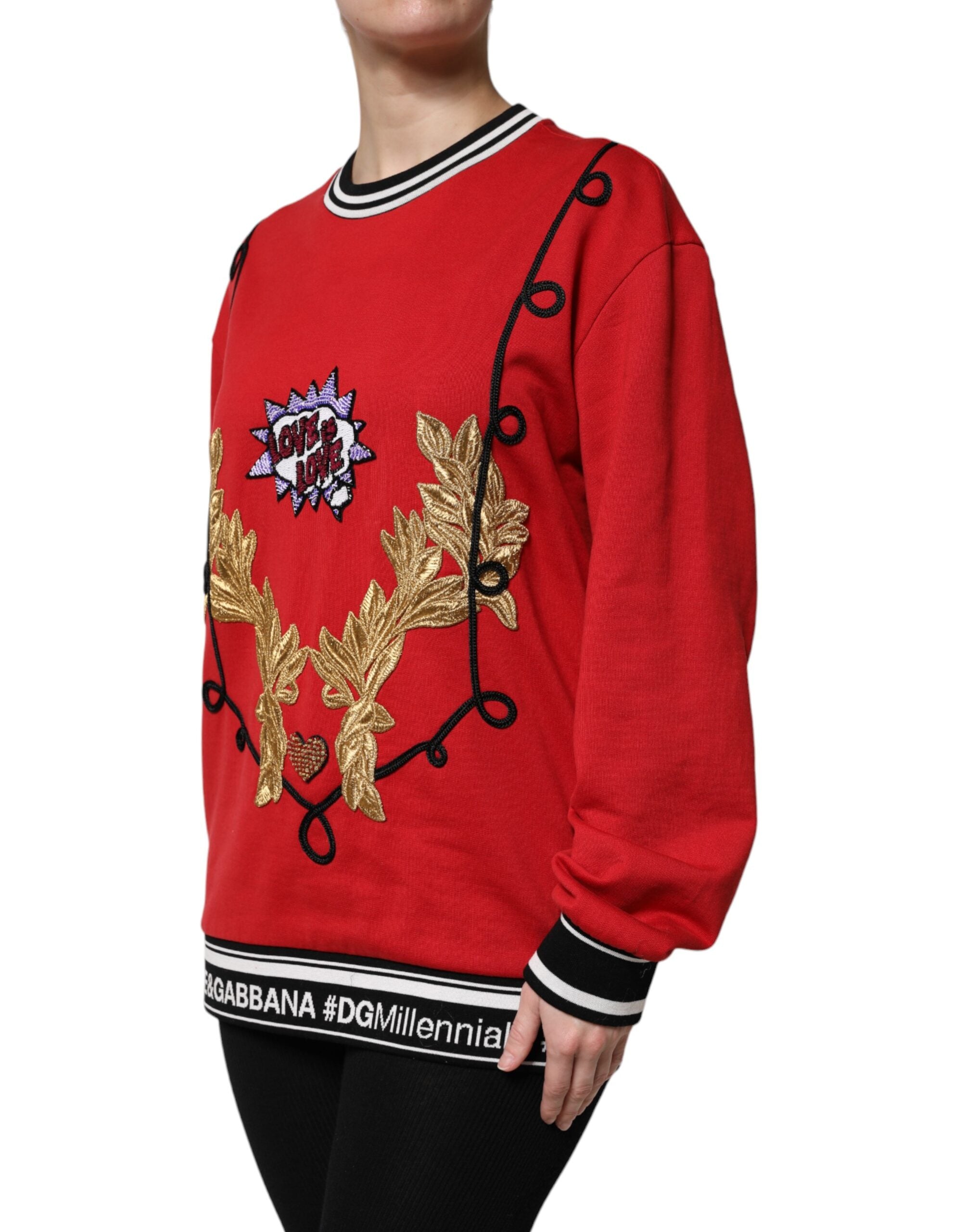 Dolce & Gabbana Red Cotton Queen Sequined Pullover Sweater -   -  Dolce & Gabbana.