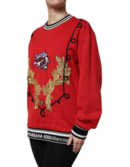 Dolce & Gabbana Red Cotton Queen Sequined Pullover Sweater -   -  Dolce & Gabbana.