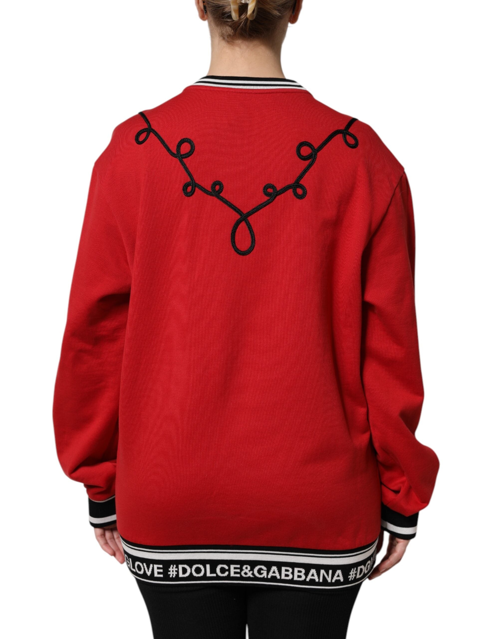 Dolce & Gabbana Red Cotton Queen Sequined Pullover Sweater -   -  Dolce & Gabbana.