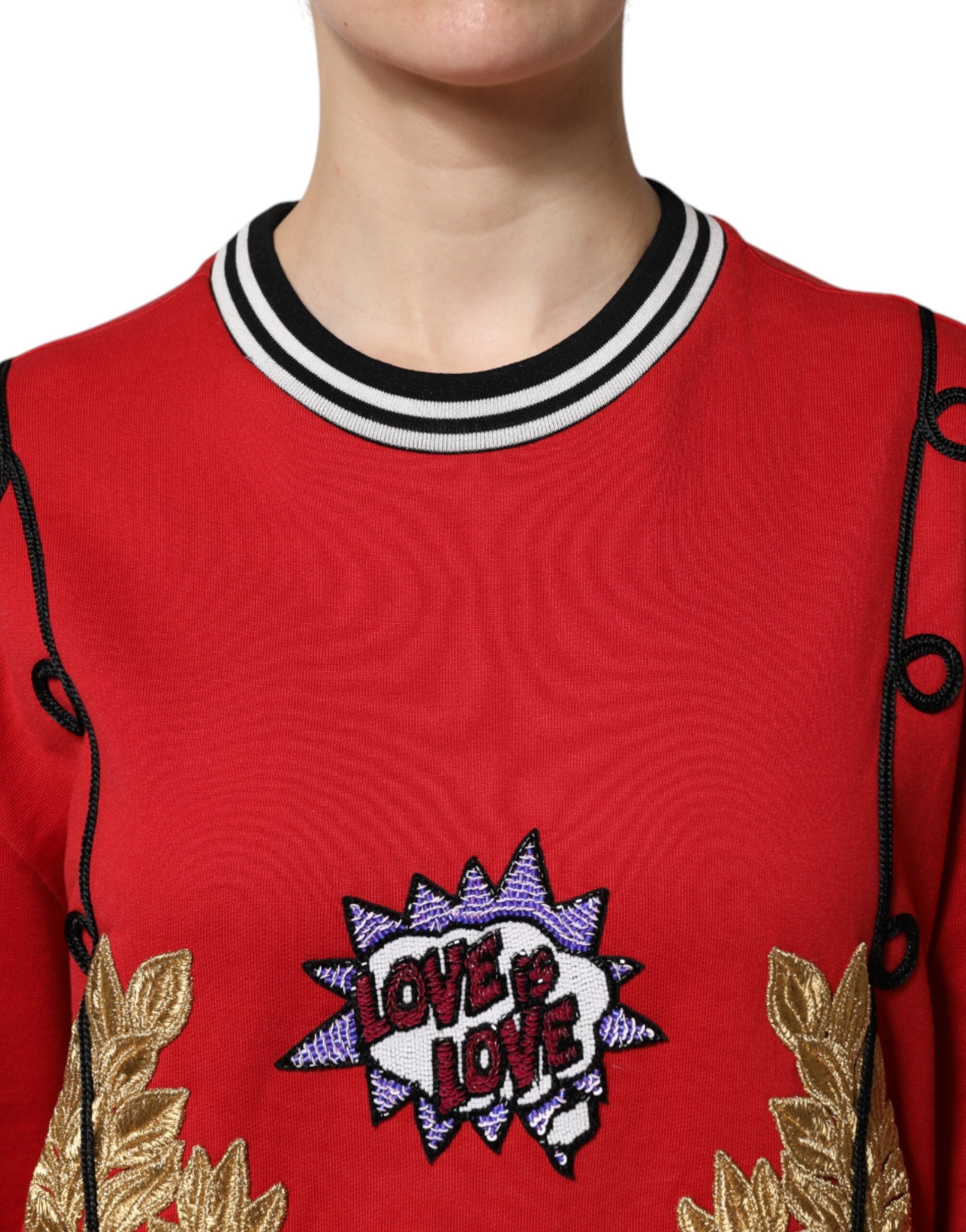 Dolce & Gabbana Red Cotton Queen Sequined Pullover Sweater -   -  Dolce & Gabbana.