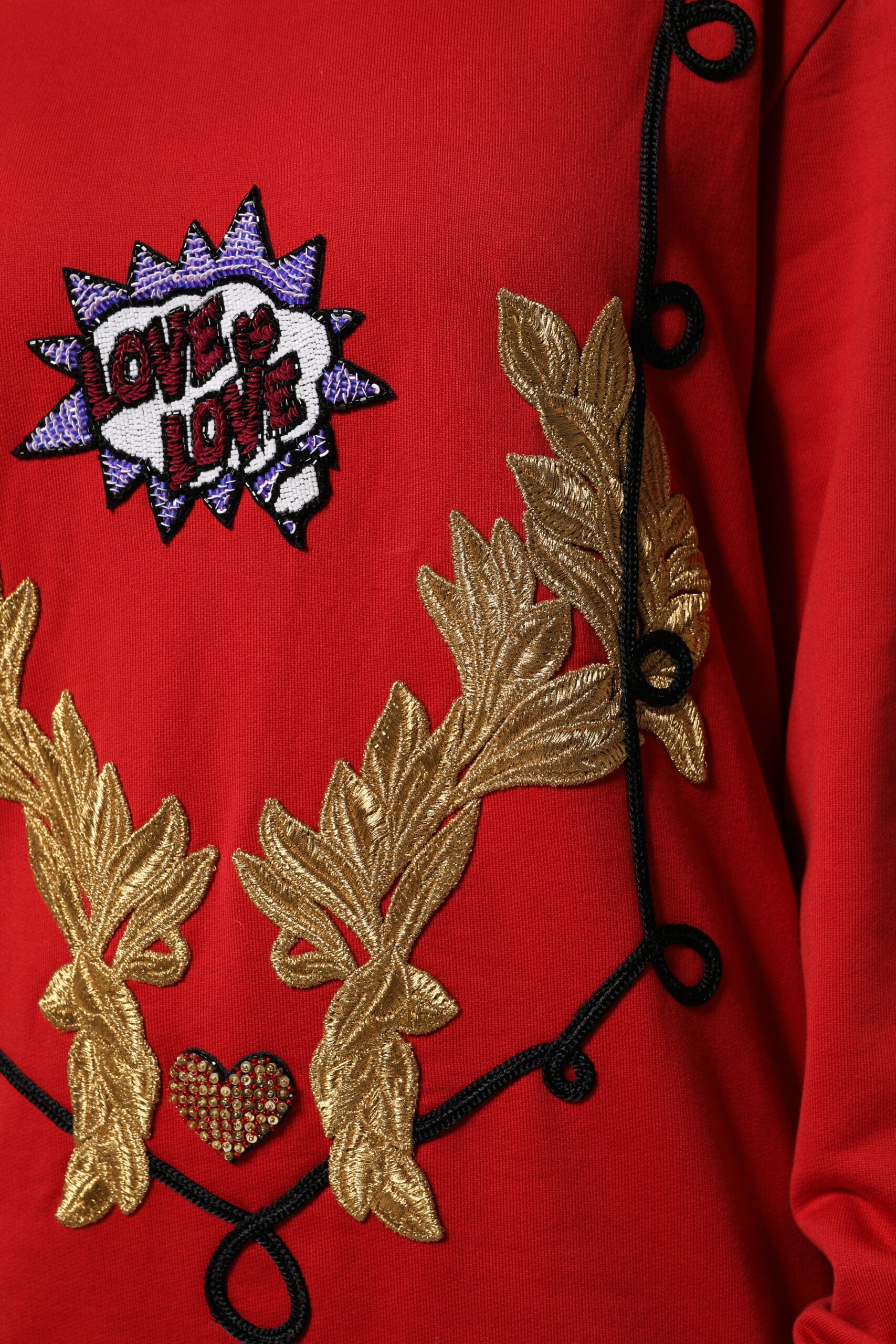 Dolce & Gabbana Red Cotton Queen Sequined Pullover Sweater -   -  Dolce & Gabbana.