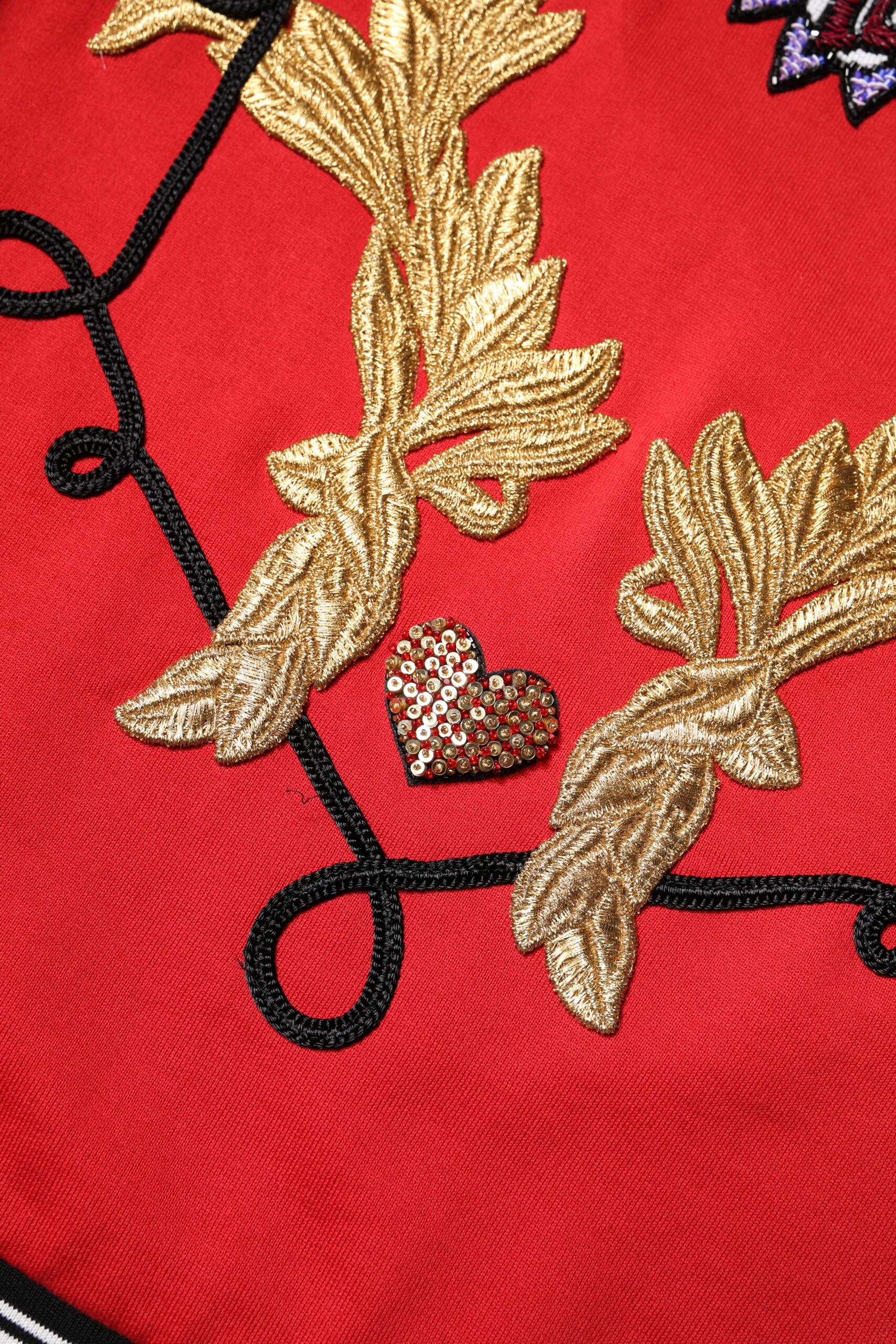 Dolce & Gabbana Red Cotton Queen Sequined Pullover Sweater -   -  Dolce & Gabbana.