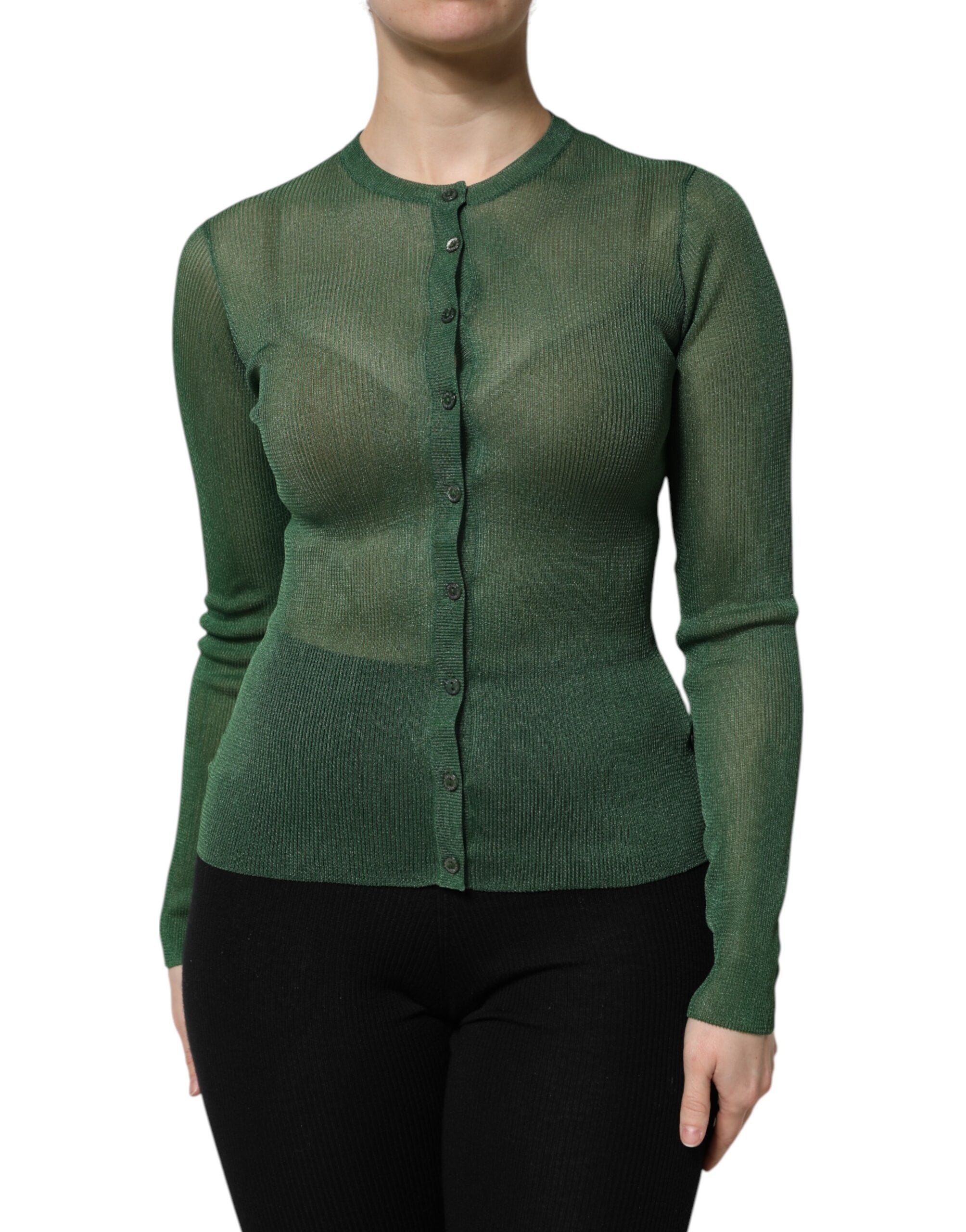Dolce & Gabbana Green Polyester Long Sleeves Cardigan Sweater -   -  Dolce & Gabbana.