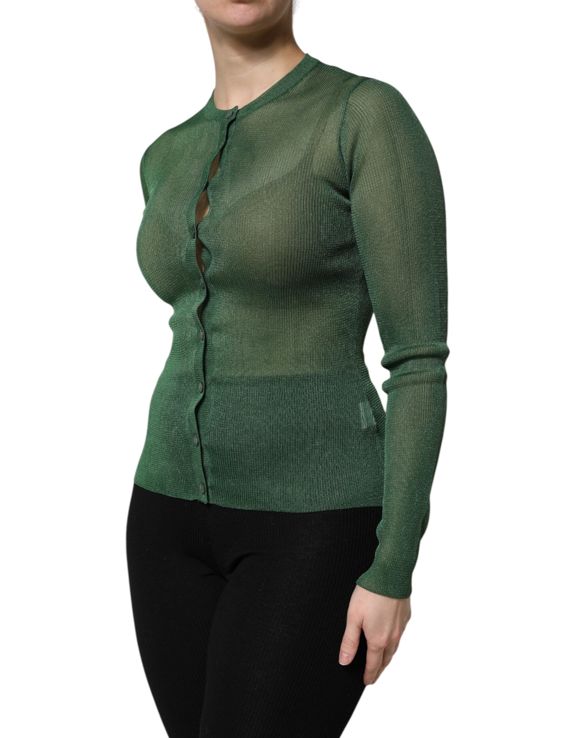 Dolce & Gabbana Green Polyester Long Sleeves Cardigan Sweater -   -  Dolce & Gabbana.