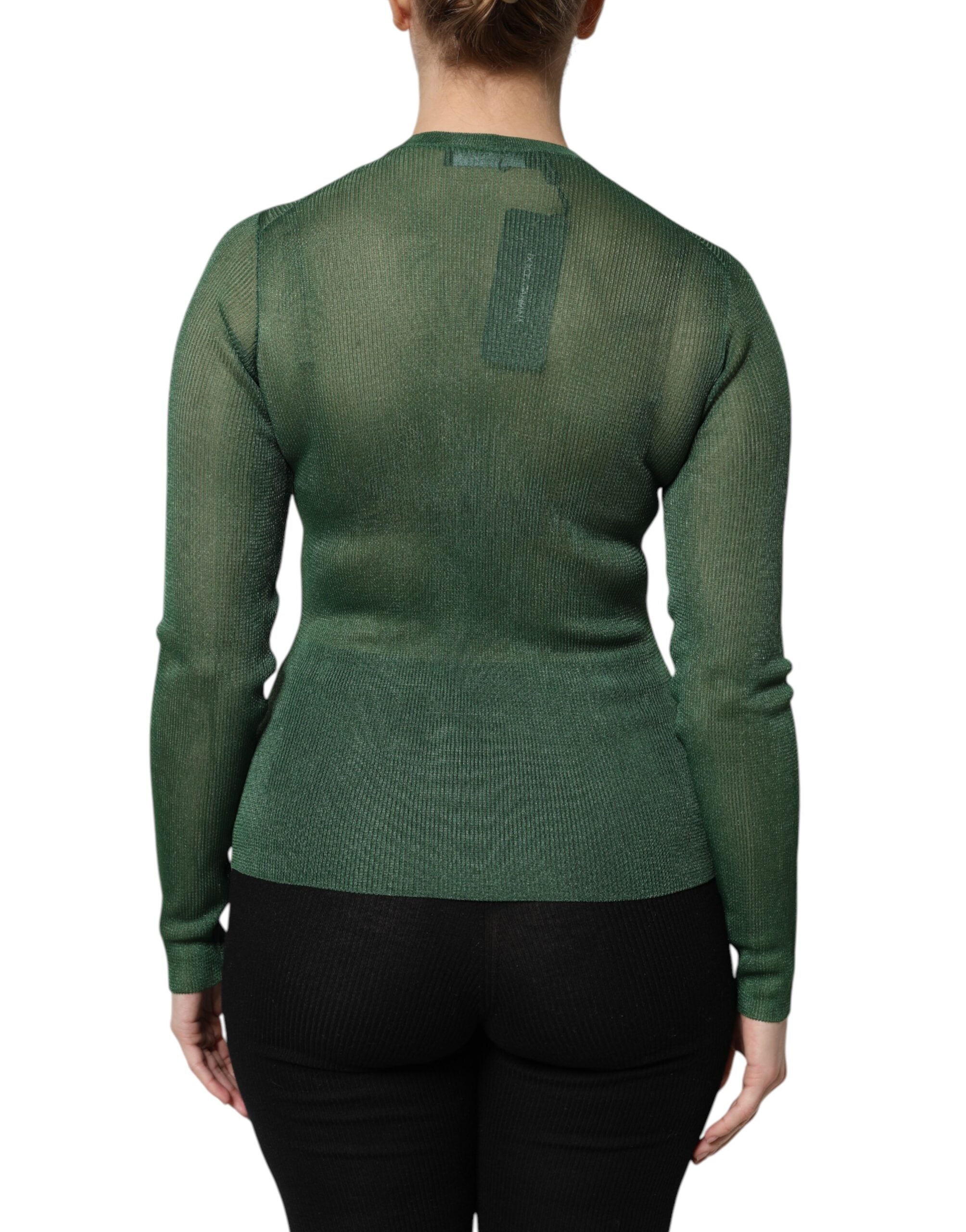 Dolce & Gabbana Green Polyester Long Sleeves Cardigan Sweater -   -  Dolce & Gabbana.