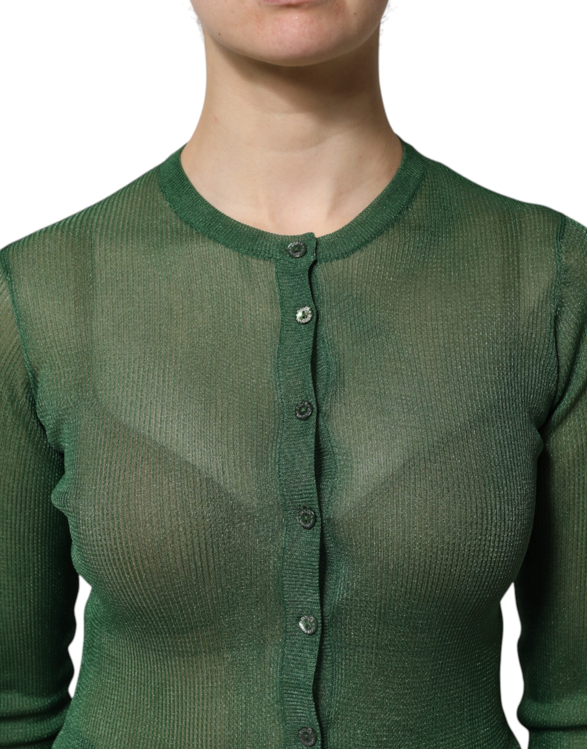 Dolce & Gabbana Green Polyester Long Sleeves Cardigan Sweater -   -  Dolce & Gabbana.