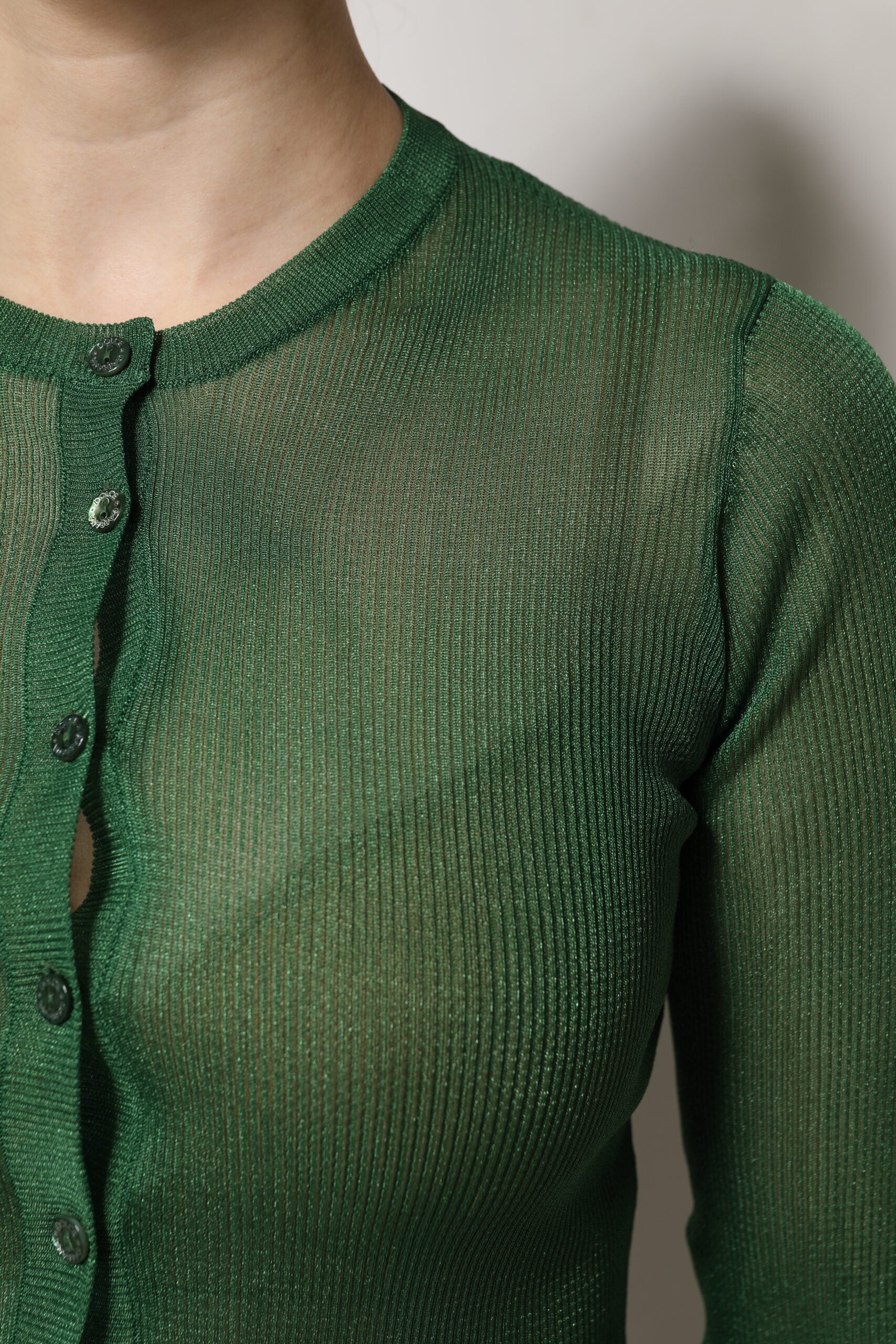 Dolce & Gabbana Green Polyester Long Sleeves Cardigan Sweater -   -  Dolce & Gabbana.
