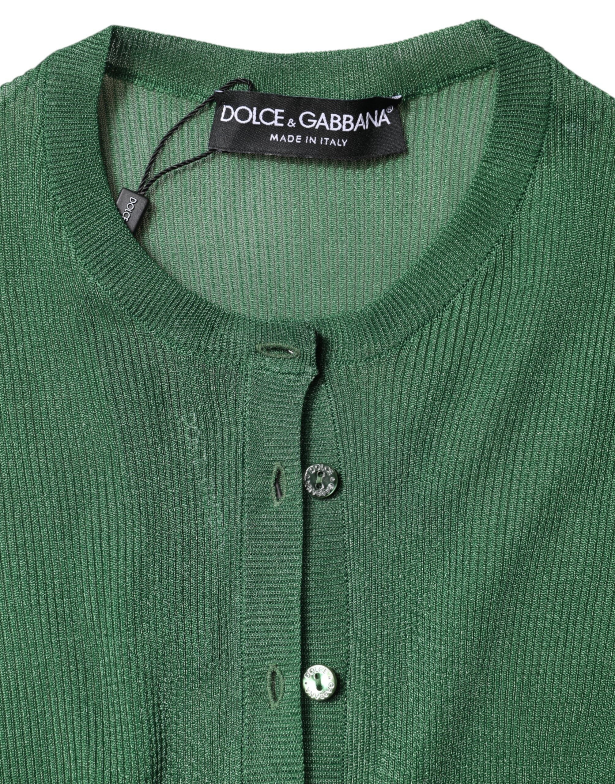 Dolce & Gabbana Green Polyester Long Sleeves Cardigan Sweater -   -  Dolce & Gabbana.