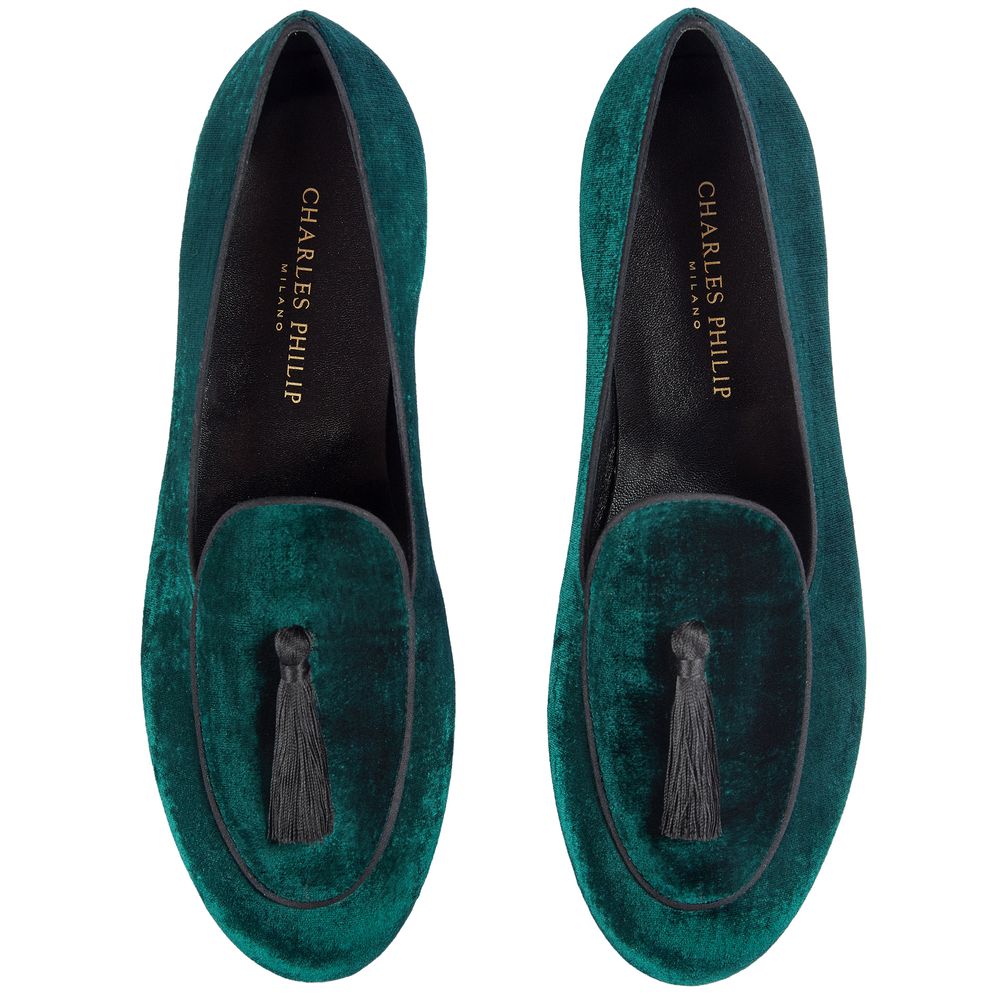 Charles Philip Green Velvet Loafer -   -  Charles Philip.