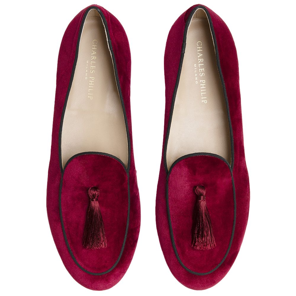 Charles Philip Red Velvet Loafer -   -  Charles Philip.