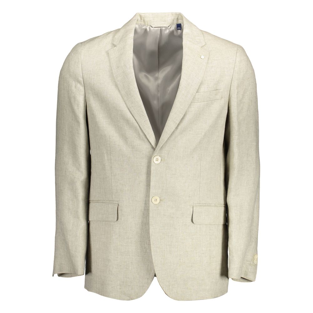 Gant Beige Linen Men Jacket -   -  Gant.