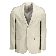 Gant Beige Linen Men Jacket -   -  Gant.
