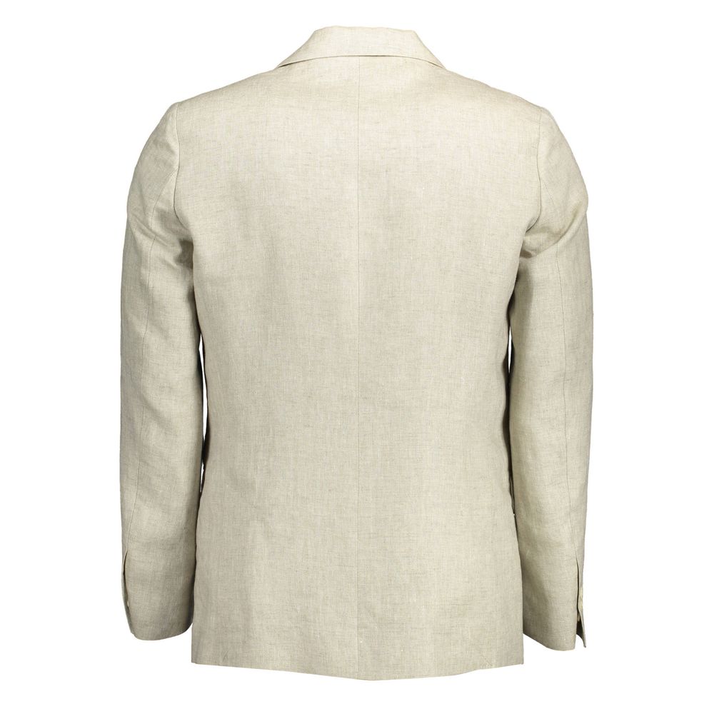Gant Beige Linen Men Jacket -   -  Gant.