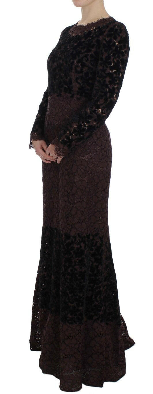 Dolce & Gabbana Purple Floral Lace Ricamo Maxi Dress -   -  Dolce & Gabbana.