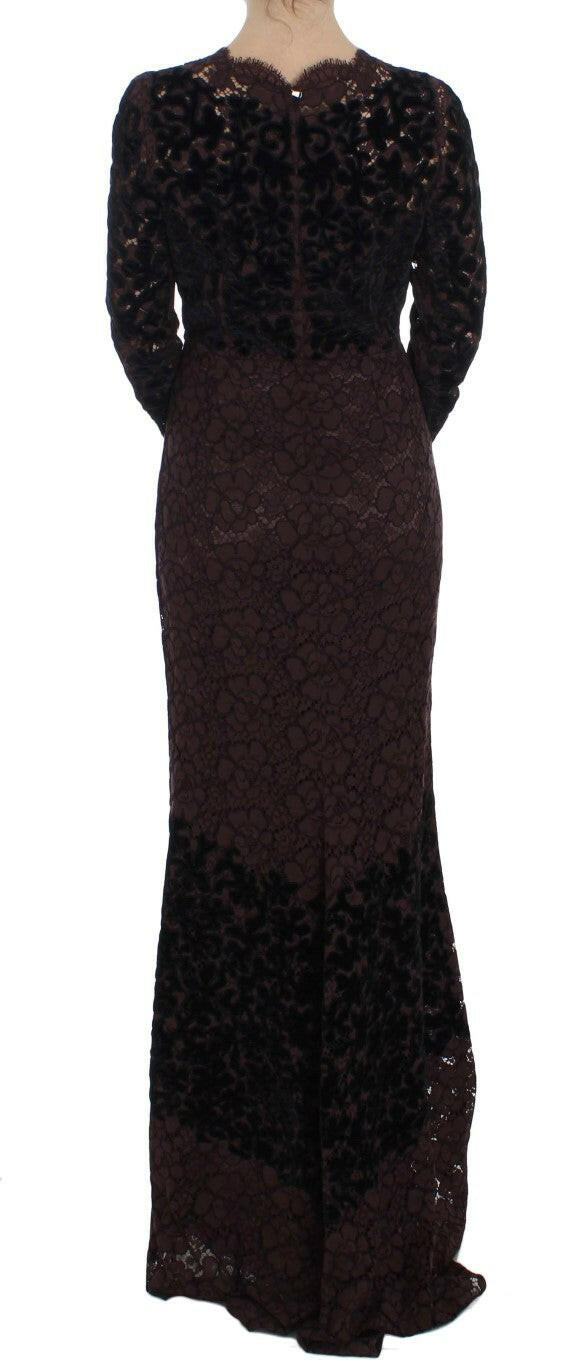 Dolce & Gabbana Purple Floral Lace Ricamo Maxi Dress -   -  Dolce & Gabbana.