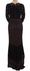 Dolce & Gabbana Purple Floral Lace Ricamo Maxi Dress -   -  Dolce & Gabbana.