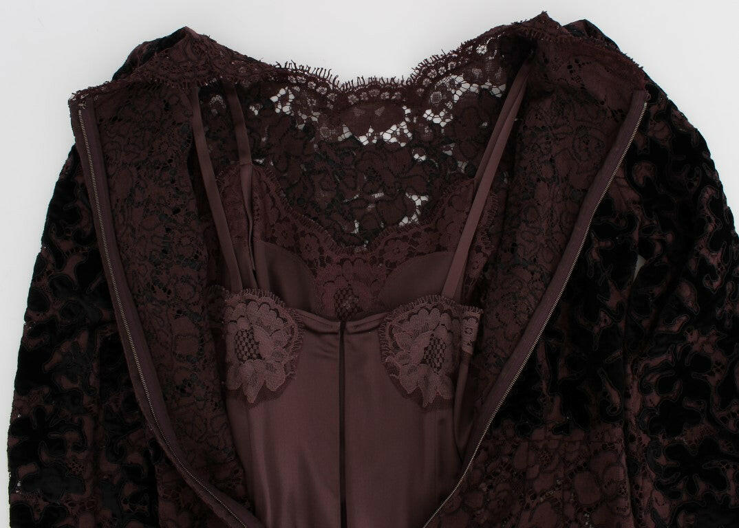 Dolce & Gabbana Purple Floral Lace Ricamo Maxi Dress -   -  Dolce & Gabbana.