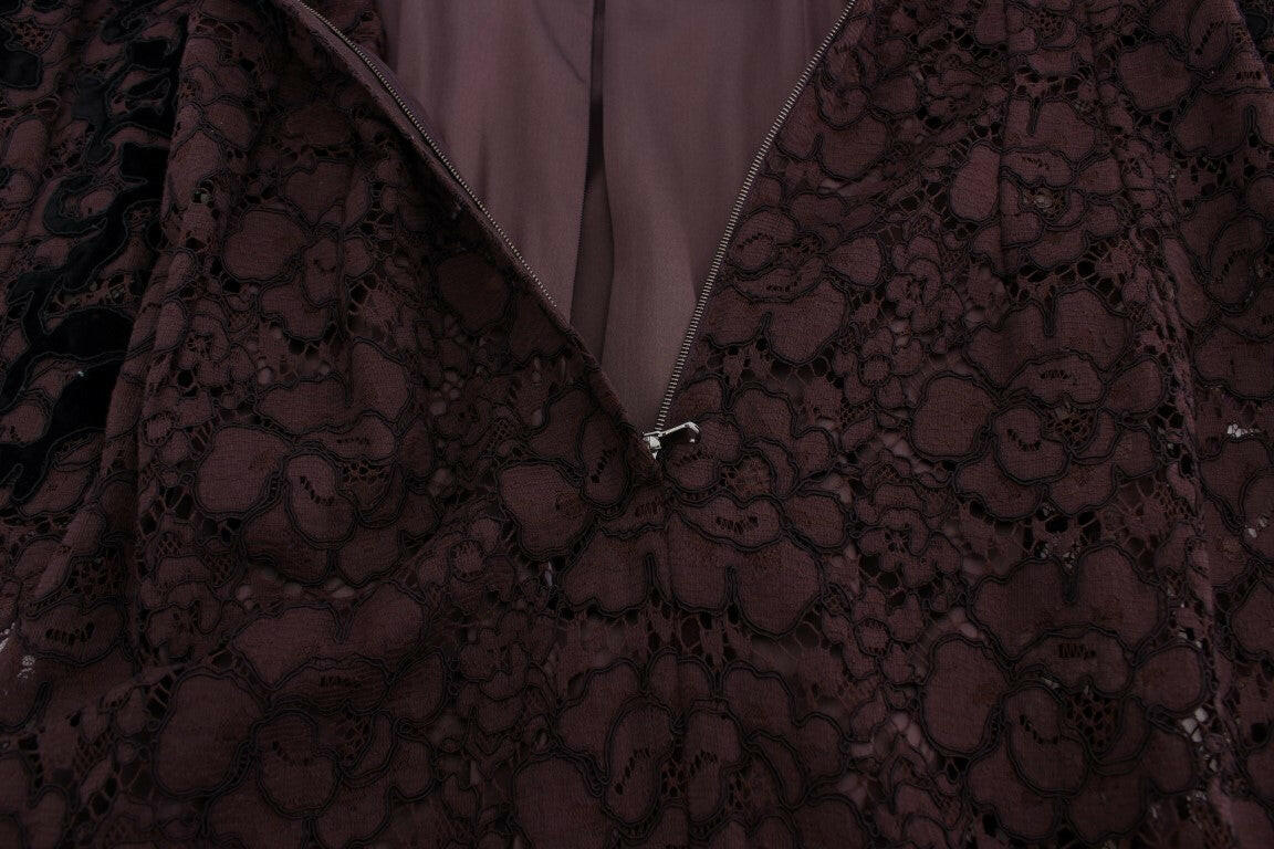 Dolce & Gabbana Purple Floral Lace Ricamo Maxi Dress -   -  Dolce & Gabbana.