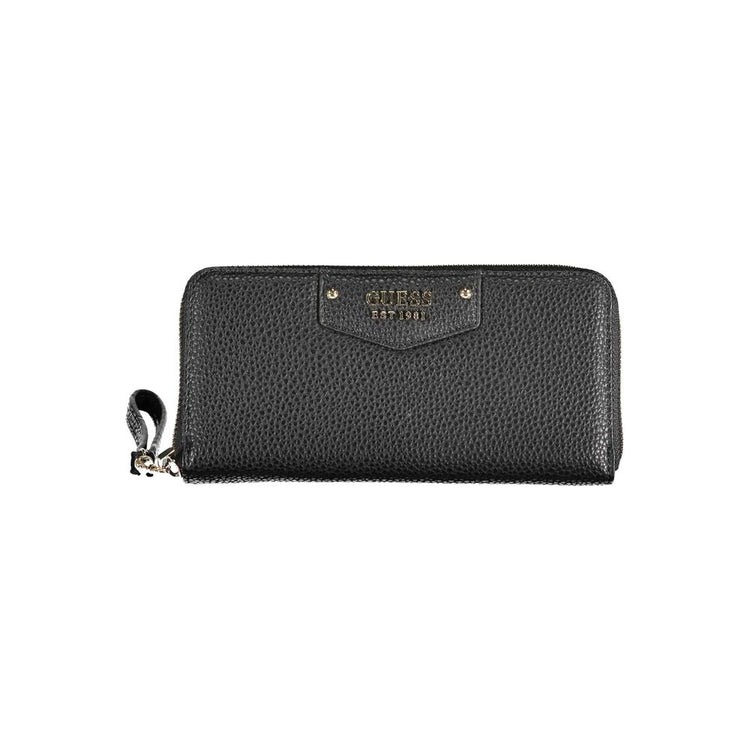 Guess Jeans - Sleek Textured Polyethylene Zip Wallet with Wrist Strap - Black Guess Jeans