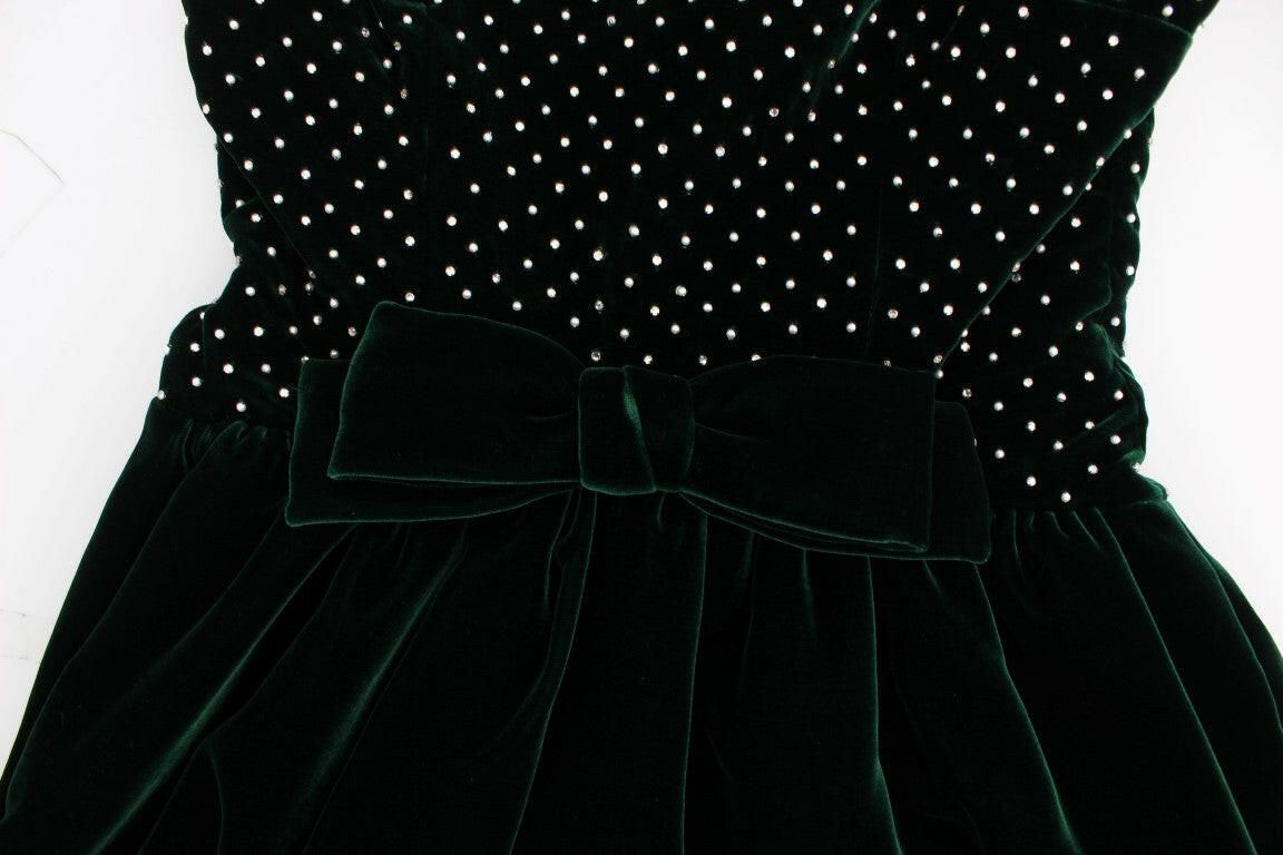 Dolce & Gabbana Green Velvet Crystal Long Maxi Dress -   -  Dolce & Gabbana.