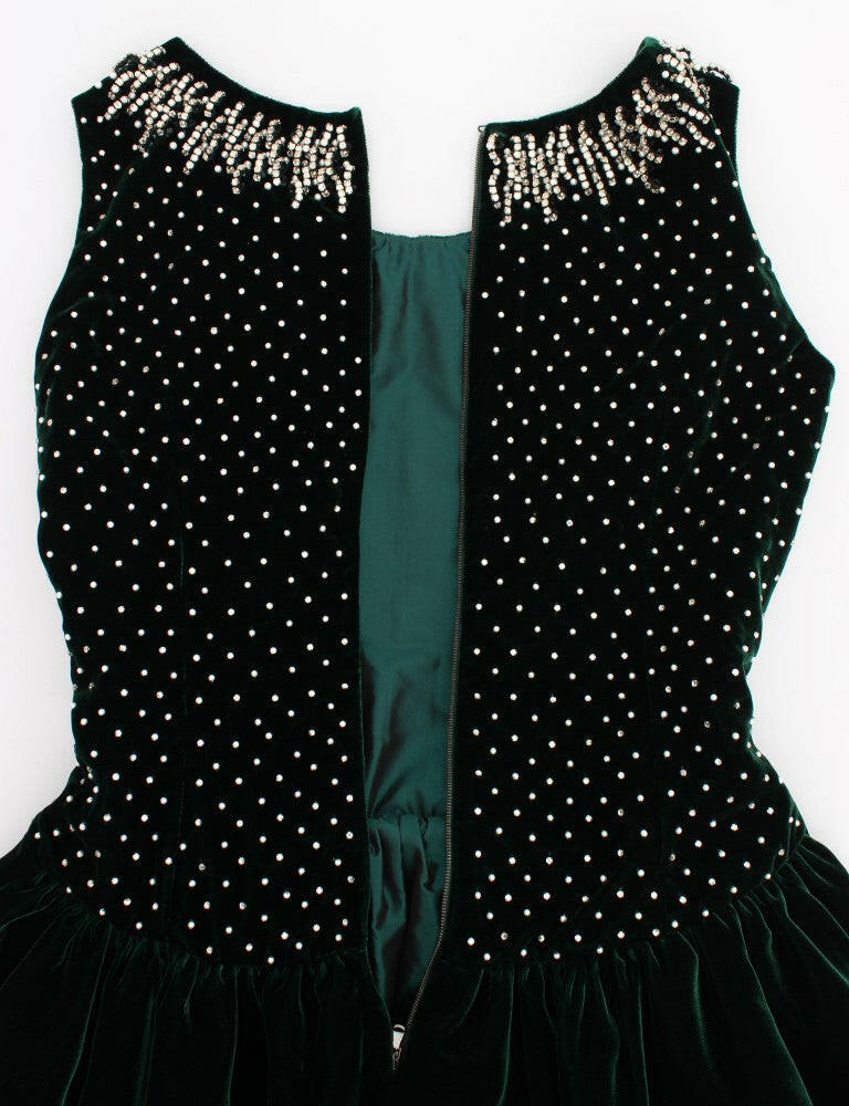 Dolce & Gabbana Green Velvet Crystal Long Maxi Dress -   -  Dolce & Gabbana.