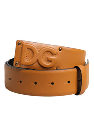 Dolce & Gabbana Brown Leather Buckle DG Logo Embossed Belt -   -  Dolce & Gabbana.