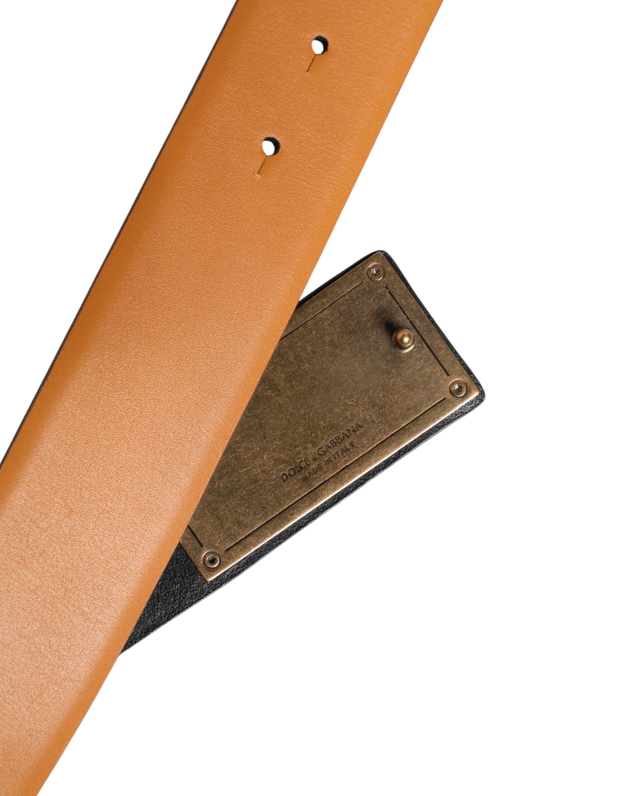 Dolce & Gabbana Brown Leather Buckle DG Logo Embossed Belt -   -  Dolce & Gabbana.