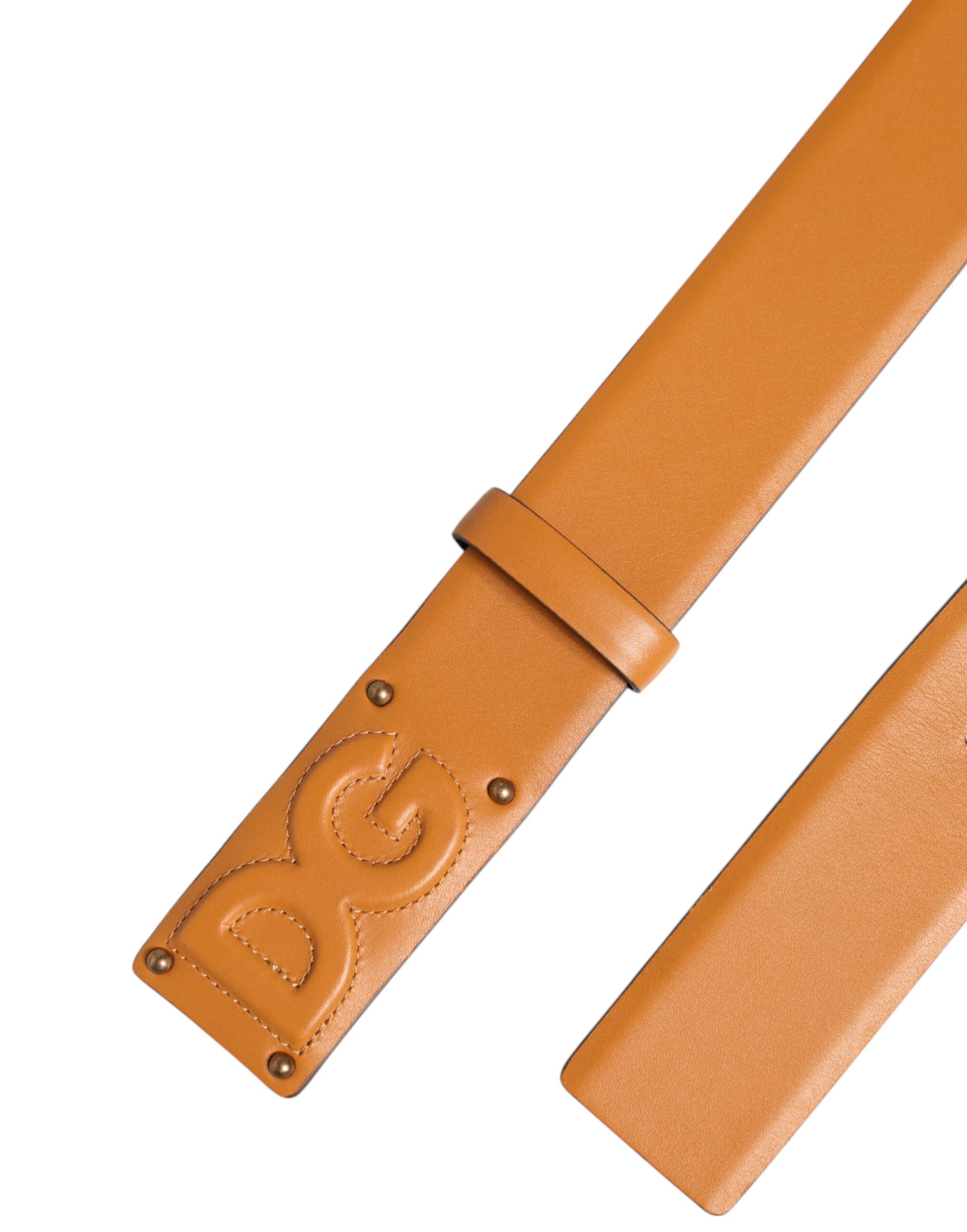 Dolce & Gabbana Brown Leather Buckle DG Logo Embossed Belt -   -  Dolce & Gabbana.
