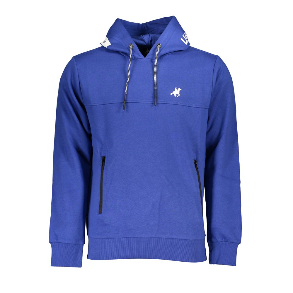 U.S. Grand Polo Chic Blue Hooded Fleece Sweatshirt with Logo Detail -   -  U.S. Grand Polo.