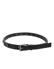 Dolce & Gabbana Black Luxury Leather DG Studs Buckle Belt -   -  Dolce & Gabbana.